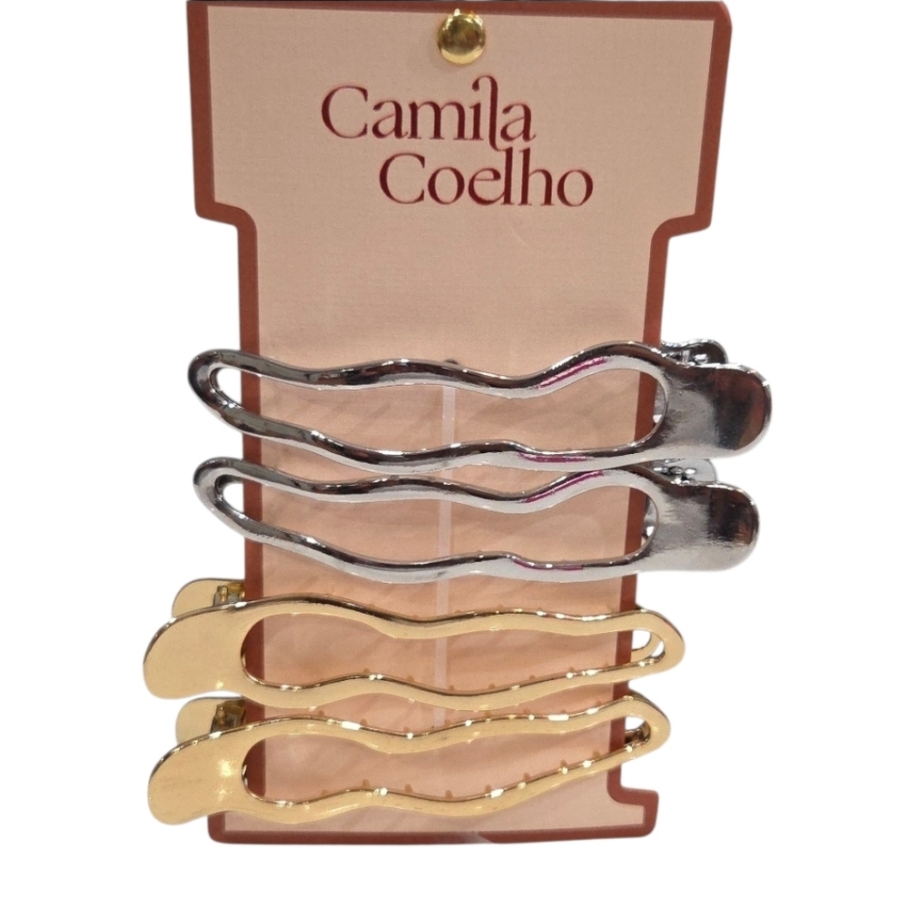 💛▪️Camila Coelho ▪️Elegant Gold and Silver Set Of 4 Metal Large Hair Clips